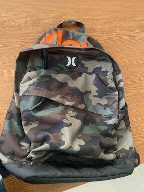 Hurley Camo Backpack with Orange Logo